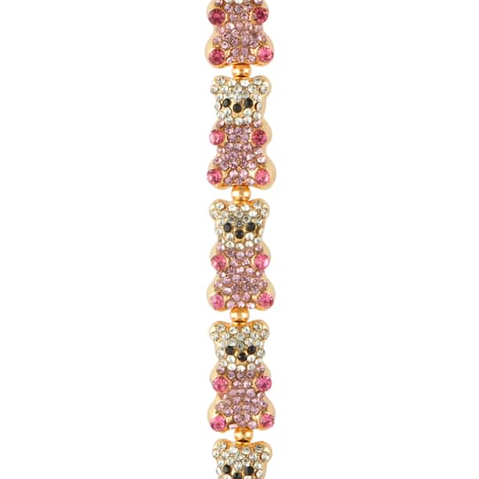 16mm Gold & Rhinestone Metal Bear Beads, 7ct. by Bead Landing™
